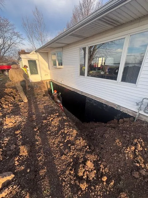 Foundation excavation and waterproofing by Sam Long Landscaping on Grand Island NY