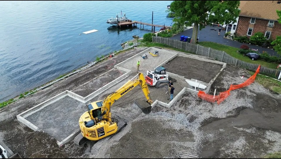 Sam Long Landscaping waterfront excavation and foundation work on Grand Island NY